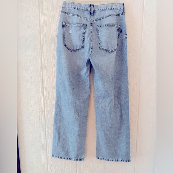 Pilcro Anthropologie Slim Straight Jeans 25P Light Wash Distressed Wide Leg - Picture 3 of 6